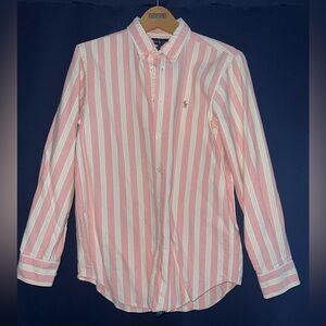 Polo Ralph Lauren Classic-fit Striped Cotton Oxford Shirt Pink & White